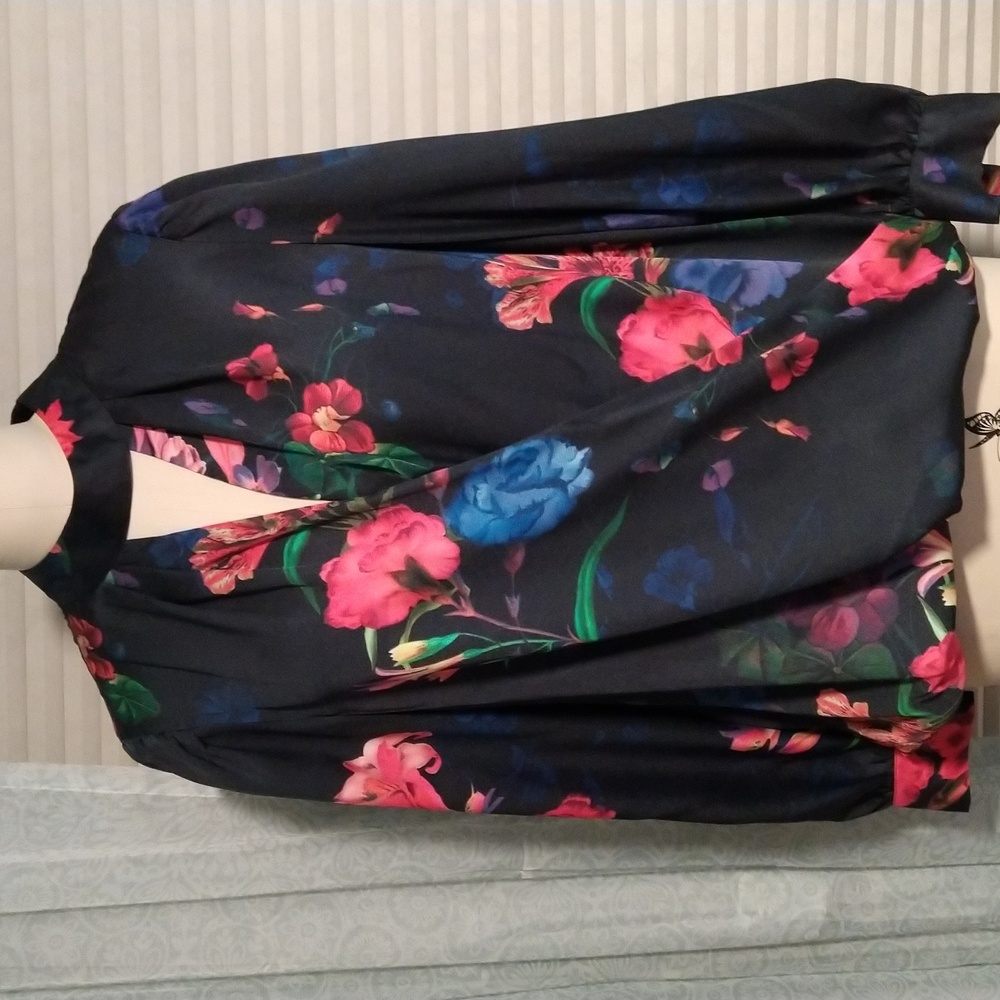Midnight Garden Wrap Blouse